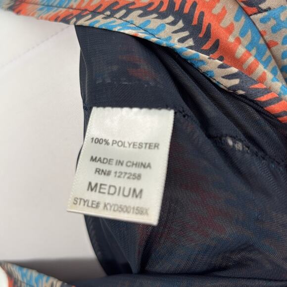 Paraella Womens Geometric Cap Sleeve Sheath Dress Size M Blue Coral Tan - Picture 12 of 15